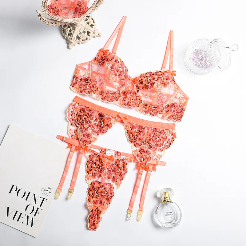 Romantic Lingeries for Woman Set Sexy Lingerie Women's Bra and Underwear Set Women Large Bras Thong Lingiere Sets See-Through