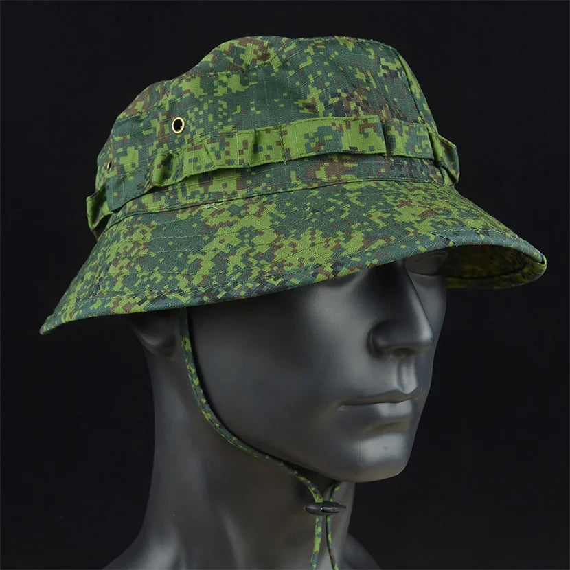 Tactical Boonie Hats Sun Fishing Hat Outdoor Camouflage Bobble Cap Hiking Fisherman Sniper Ghillie Bucket Hats