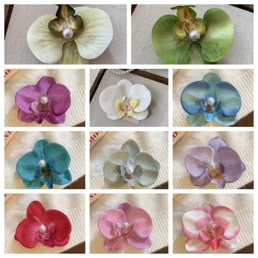Hair Accessories Flower Hair Clip Hair Ornament Pink Orchid Orchid Hairpin Side Barrettes Headdress Bohemia Barrettes