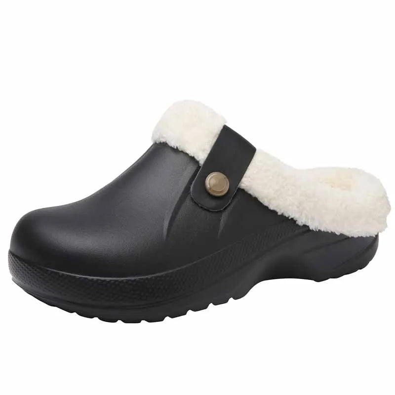 Evshine Warm Winter Man Slippers Antislip Waterproof Men Slippers Warm Comfy Clogs Fuzzy Fur Shoes Classic Plush Bedroom Slipper