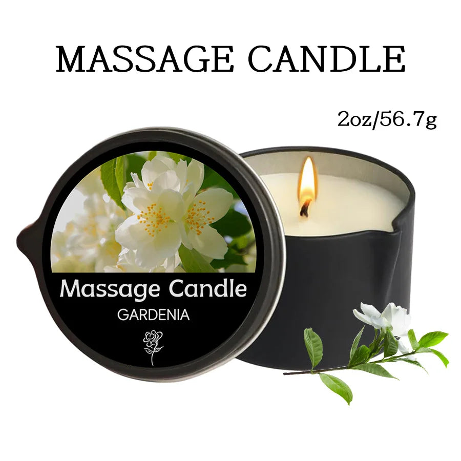 Massage Candle -Essential Oil- Six Different Scents , 1oz/2oz Melts Into Warm Massage Oil - Sensual Massage Candle, Pour Spout