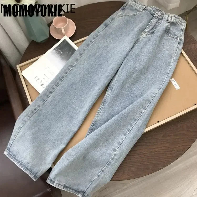Streetwear High Waist Women's Fashion Jeans Woman Girls Women Wide Leg Pants Trousers Female Jean Femme Denim Bagge Mom Jeans