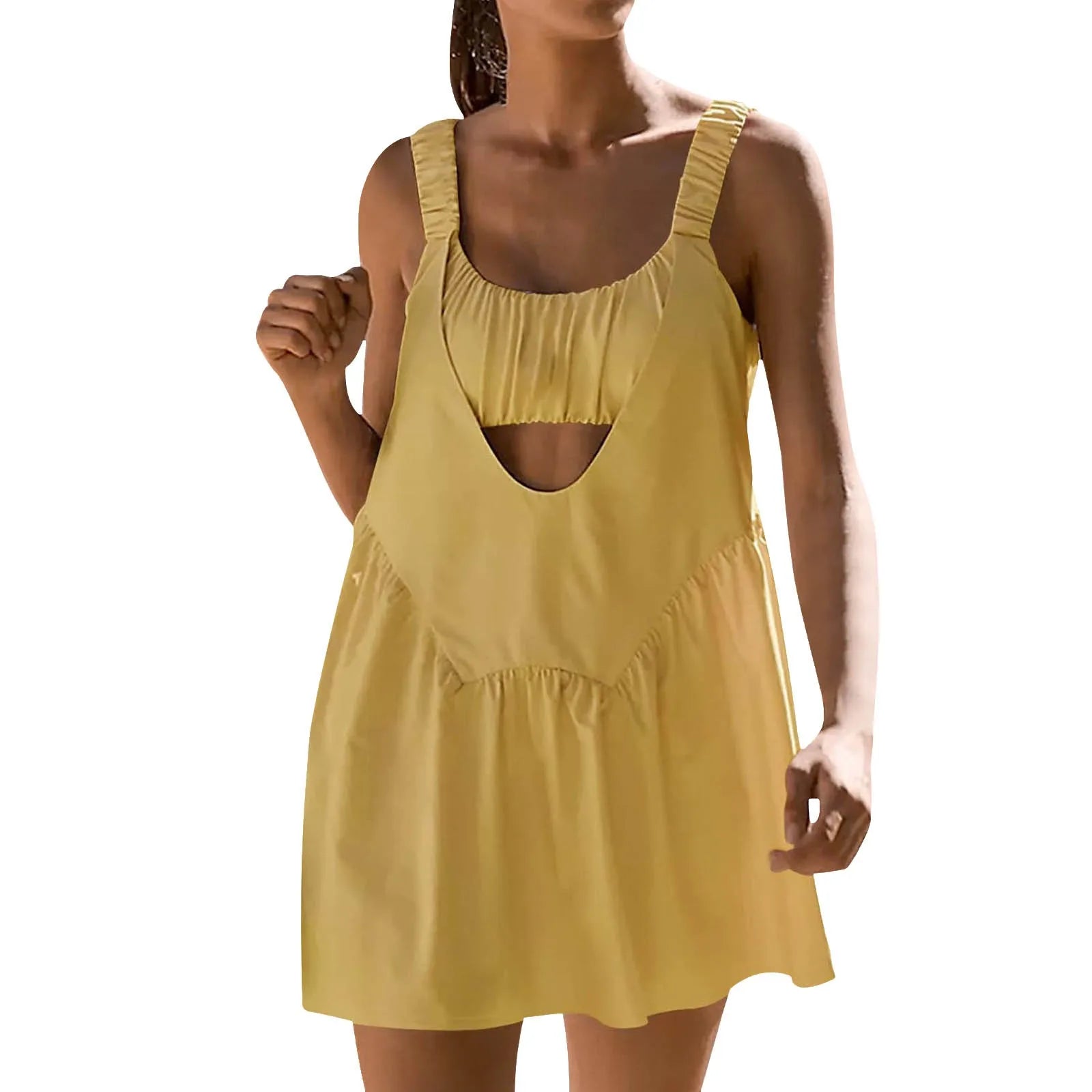 Women's Casual Dresses Summer Solid Color Sleeveless Dresses Beach Style Holiday Beach Dress Solid Color Plus-Size Dress Vestido