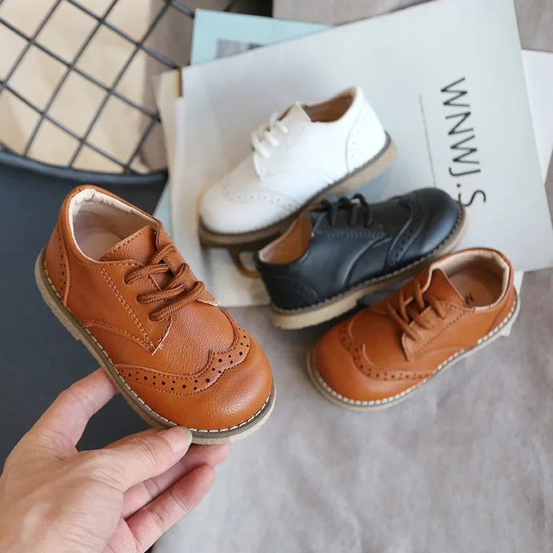 High Quality Children Leather Shoes Boys Sneakers Breathable Baby Toddler Shoes Flat Lace Up Leisure Boys Sneaker C12214