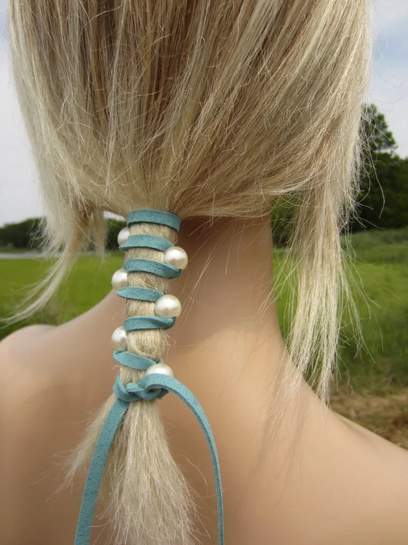 Hair Accessories Skull Jewelry Leather Ties Ponytail  Hair Glove Wrap