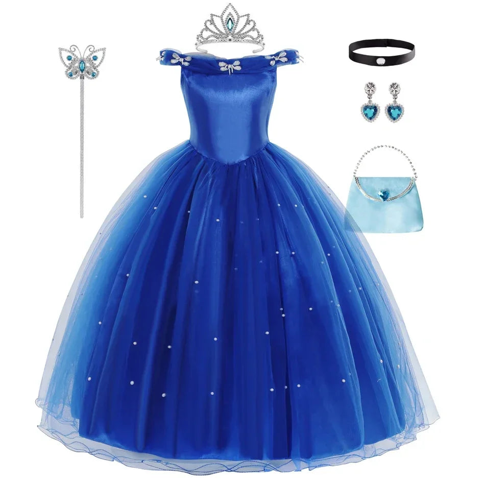 Girls Cinderella Dress Christmas Halloween Party Princess Costumes Kids Birthday Gown Dresses