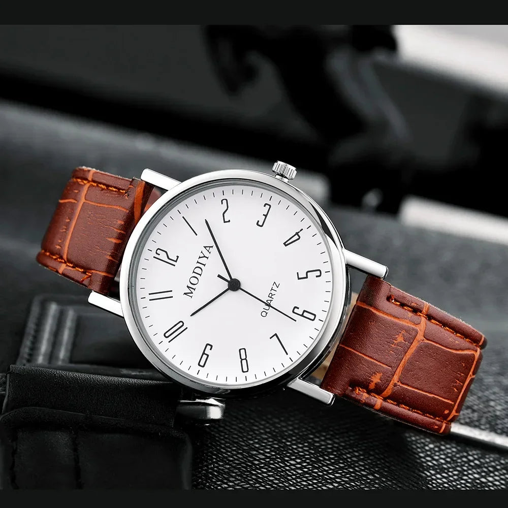 Men's Watches Business Wrist Watch Luxury Leather Strap Analog Watches Quartz Wristwatches Clock Men Women Casual Simple Watch