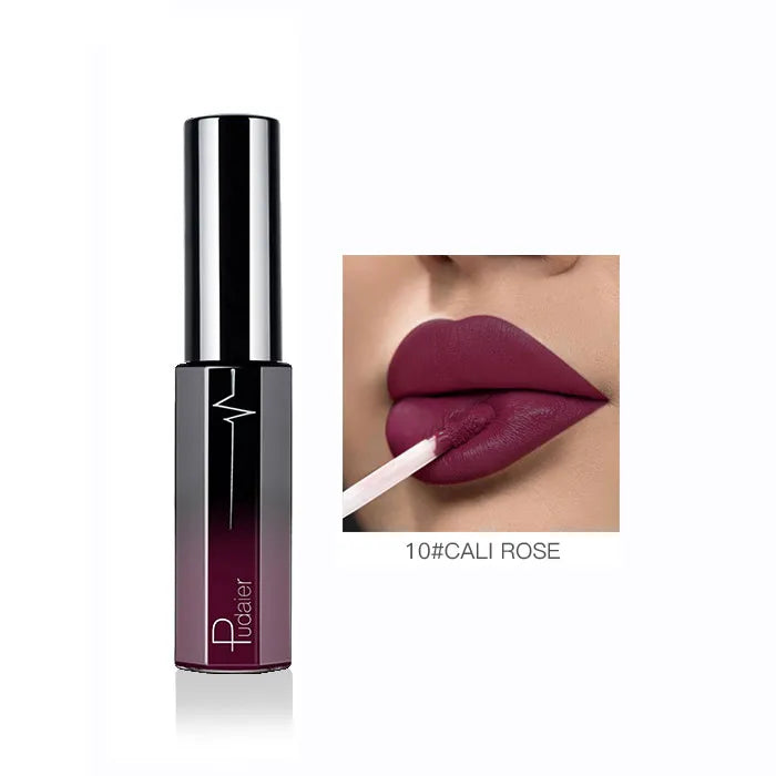 Pudaier Semi Matte Liquid Lipstick Lips Makeup Half Moisturizing Lip Gloss Makeup Cosmetics Moisturizer Lipgloss Make Up Batom - My Store