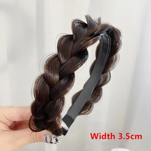 Women Synthetic Wig Braided Hair Bands Invisible Fashion Braids Hair Accessories Female Bohemian Nature Hair Headband for Party