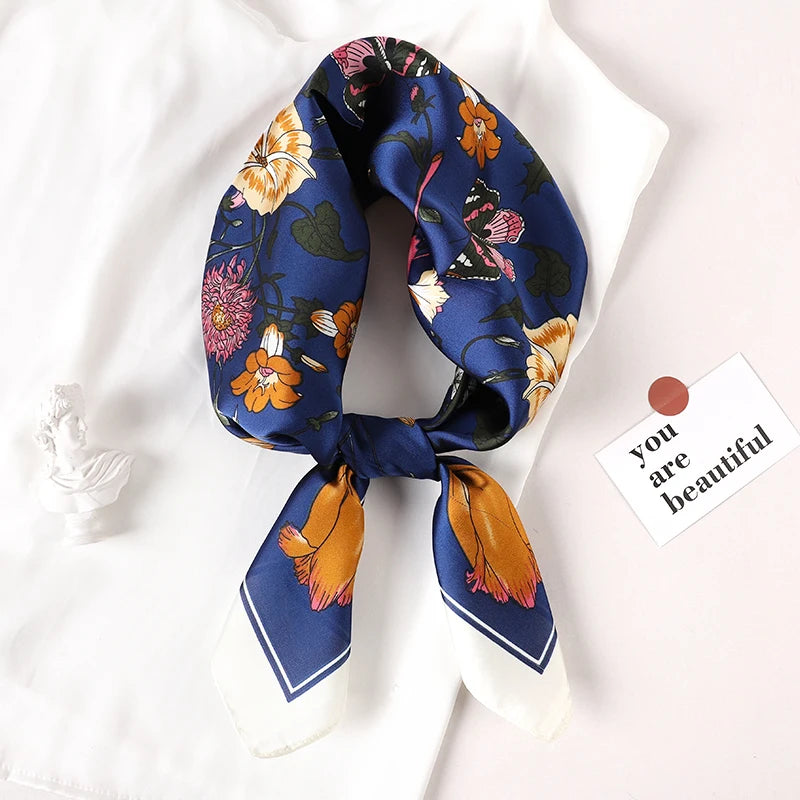 Fashion Scarves for Women Shawl Print Silk Satin Hijab Scarf Female Bandana 70*70cm Luxury Brand Square Shawls Scarfs for Ladies