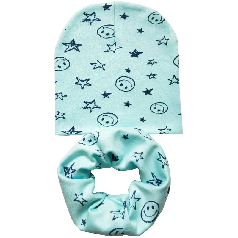 Winter Spring Cotton Baby Hat Scarf Infant Hat Set Duvet Fabric Beanie Hats for Kids Baby Girl Hat Baby Boy Hat Plush Warm Hat