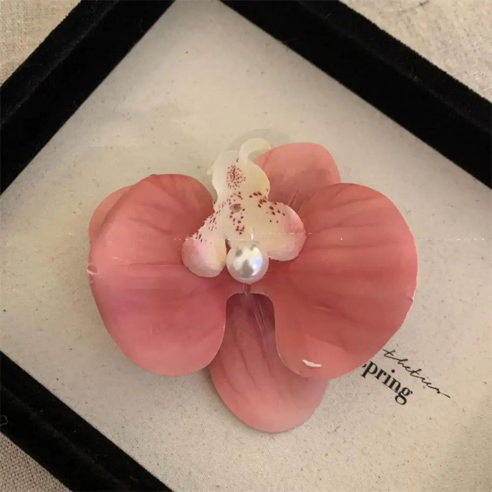 Hair Accessories Flower Hair Clip Hair Ornament Pink Orchid Orchid Hairpin Side Barrettes Headdress Bohemia Barrettes