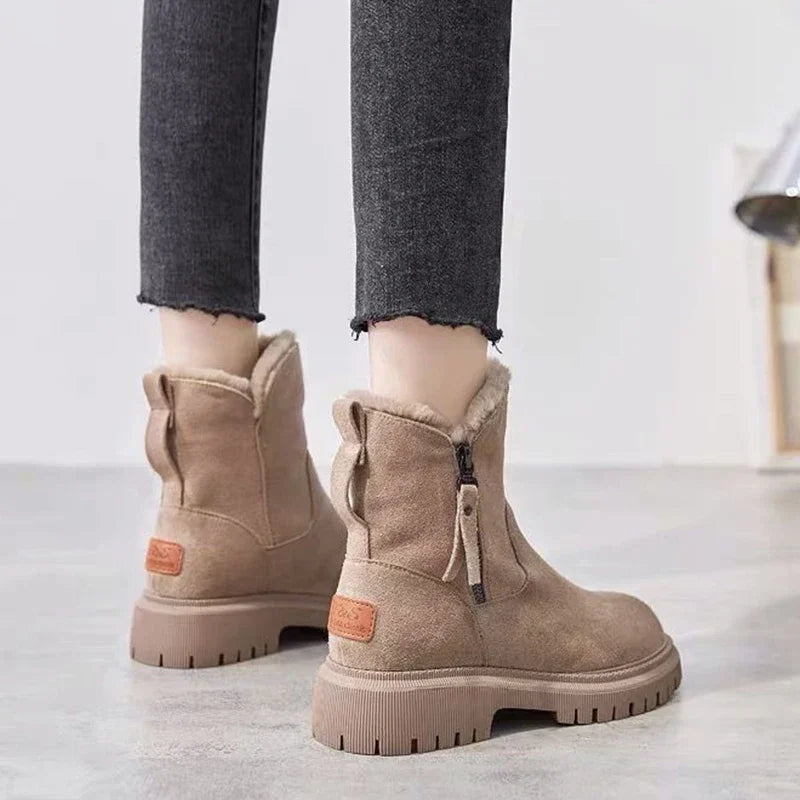 Winter Shoes Women Plush Boots Casual Fashion Warm Shoes Comfort Cotton Boots Platform Thigh High Boot Ladies Wedge Ankle Boots