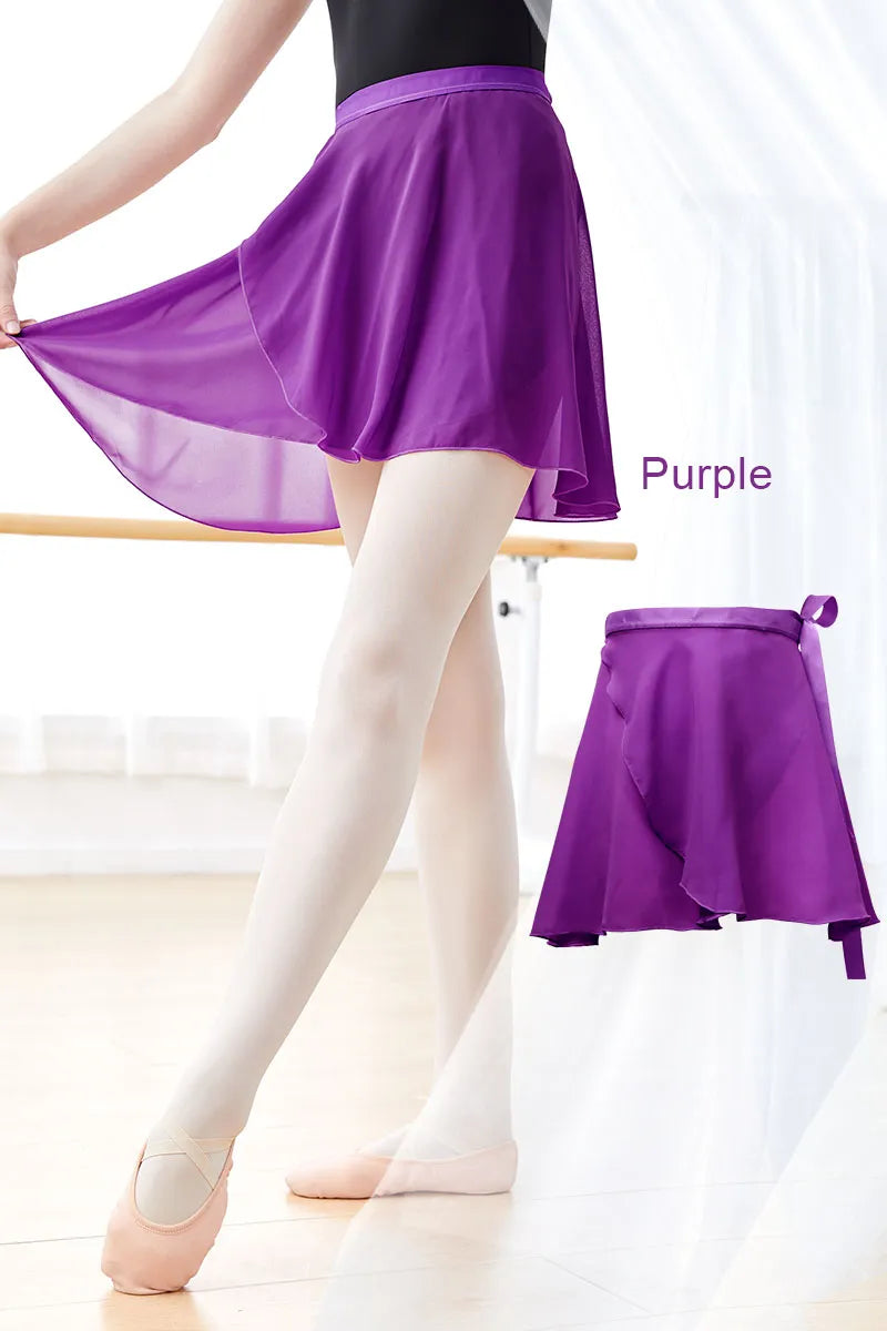 Woman Ballet Skirts WrapTutu Dance Skirt Chiffon Skirts for Girls Tie Up Mini Short Skirt for Dancing 19 Colors