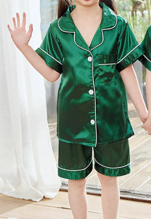 Personalized Kids Pajamas Customized Satin Pajamas for Kids Party Christmas Matching Family Pajamas Flower Girl Pajamas Kids Pjs