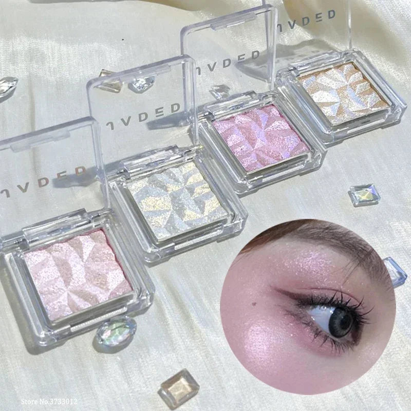 1PC Monochrome Glitter Fairy Highlighter Makeup Palette Diamond Moonlight High Gloss Powder Face Contour Crystal Brighten Makeup - My Store