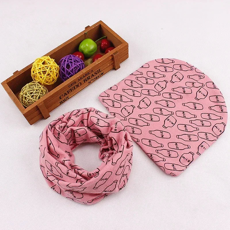 Winter Spring Cotton Baby Hat Scarf Infant Hat Set Duvet Fabric Beanie Hats for Kids Baby Girl Hat Baby Boy Hat Plush Warm Hat