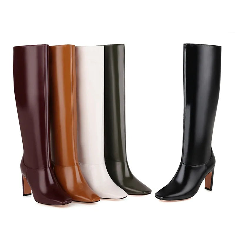 Knee High Boots Women High Heel Long Knight Boot Autumn Winter Shoes Square Toe Fashion Sexy Chelsea Boots for Women Big Size 48