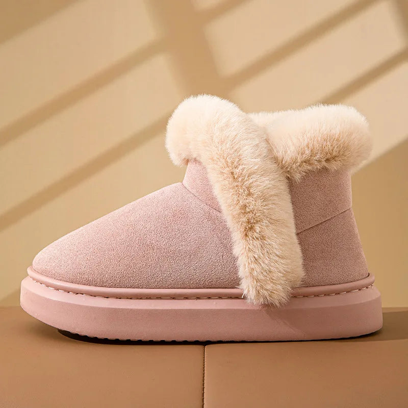 Pallene Winter Plush Snow Boots for Women Outdoor Non-Slip Casual Furry Cotton Boots Indoor Warm Cozy Home Shoes Fuzzy Flat Boot