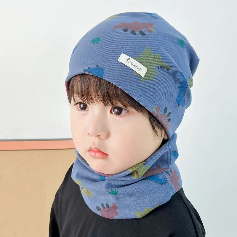 Winter Spring Cotton Baby Hat Scarf Infant Hat Set Duvet Fabric Beanie Hats for Kids Baby Girl Hat Baby Boy Hat Plush Warm Hat