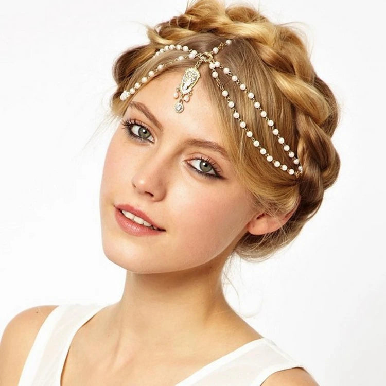 Boho Crystal Bride Headdress Hair Accesories New Fashion Elegant Head Chain Jewelry Women Wedding Accessories Bridal Headpiece