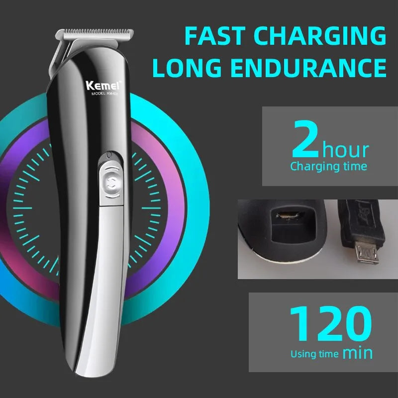 Kemei 6 in 1 Rechargeable Hair Trimmer Titanium Hair Clipper Electric Shaver Beard Trimmer Men Styling Tools Shaving Machine