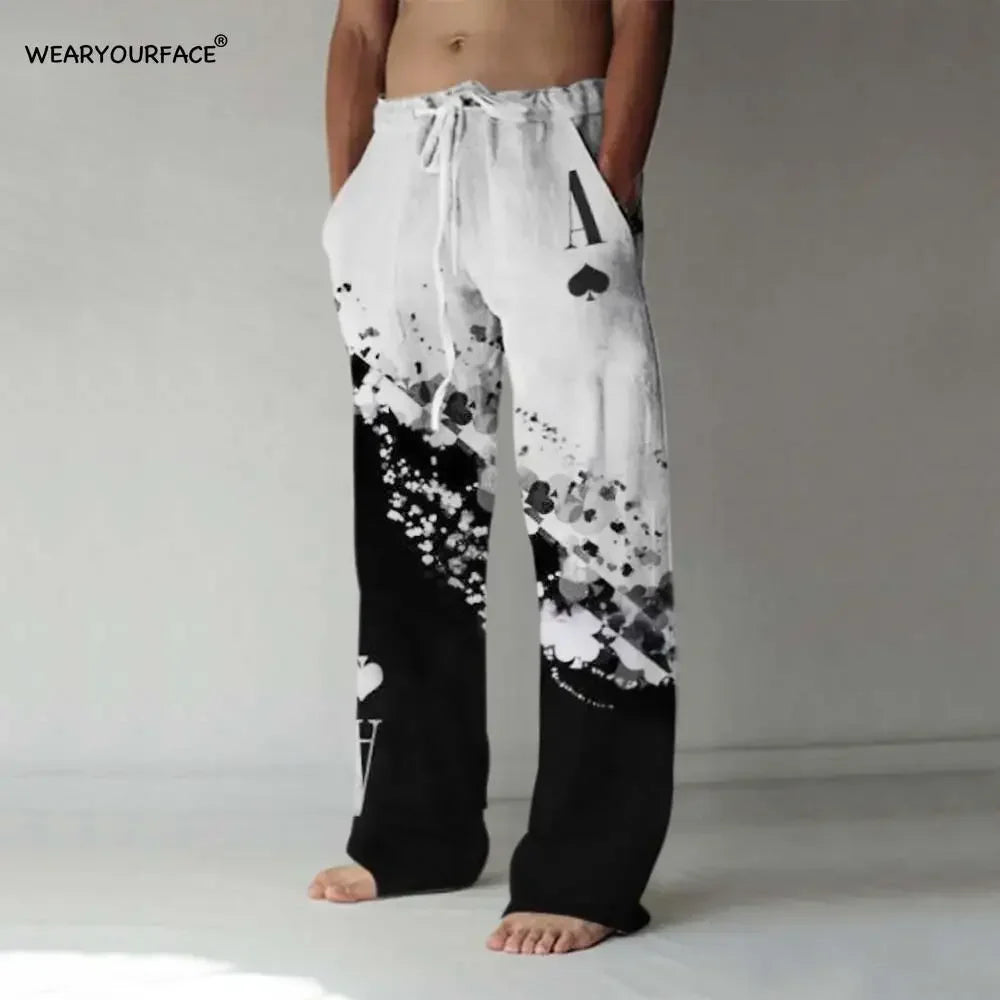 Stars and Stripes Straight Full Length Wide Leg Pants Printed Hipster Fashion Trousers Streetwear Jogger Sweatpants Men Clothing