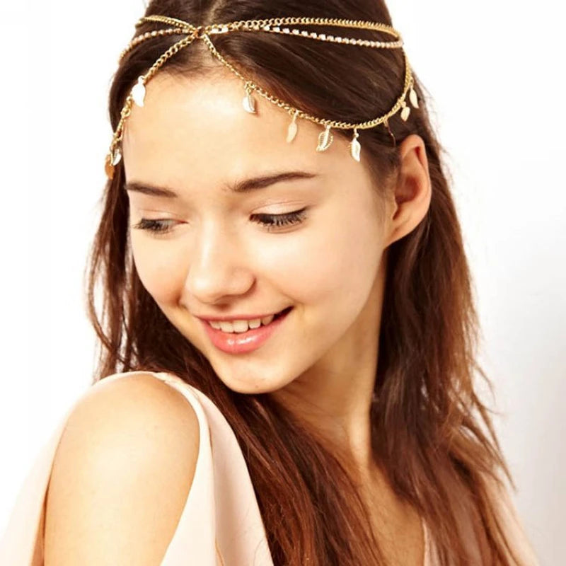 Boho Crystal Bride Headdress Hair Accesories New Fashion Elegant Head Chain Jewelry Women Wedding Accessories Bridal Headpiece