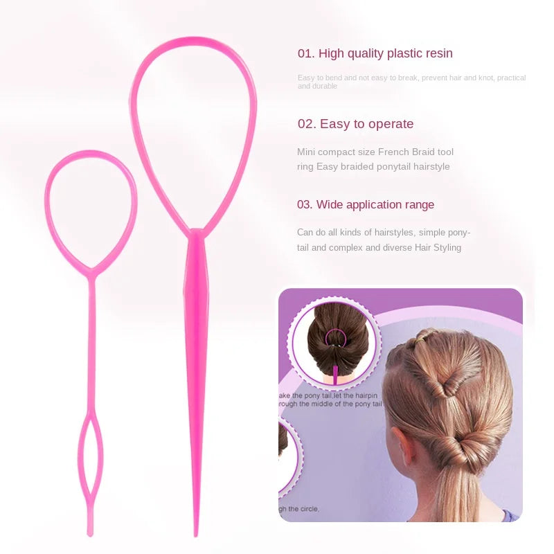 4pcs/Set French Braid Tool Loop Elastic Hair Bands Remover Cutter Rat Tail Comb Metal Pin Tail Braiding Combs for Hair Styling