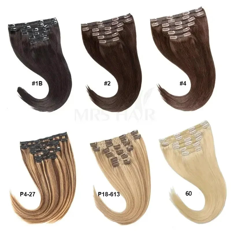 Clip in Hair Extension Human Hair Machine Remy 24inch 240g Full Head  Real Natural Hair Extensions Thinck End  Hair Clips 6PCS