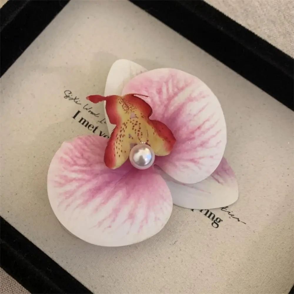 Hair Accessories Flower Hair Clip Hair Ornament Pink Orchid Orchid Hairpin Side Barrettes Headdress Bohemia Barrettes