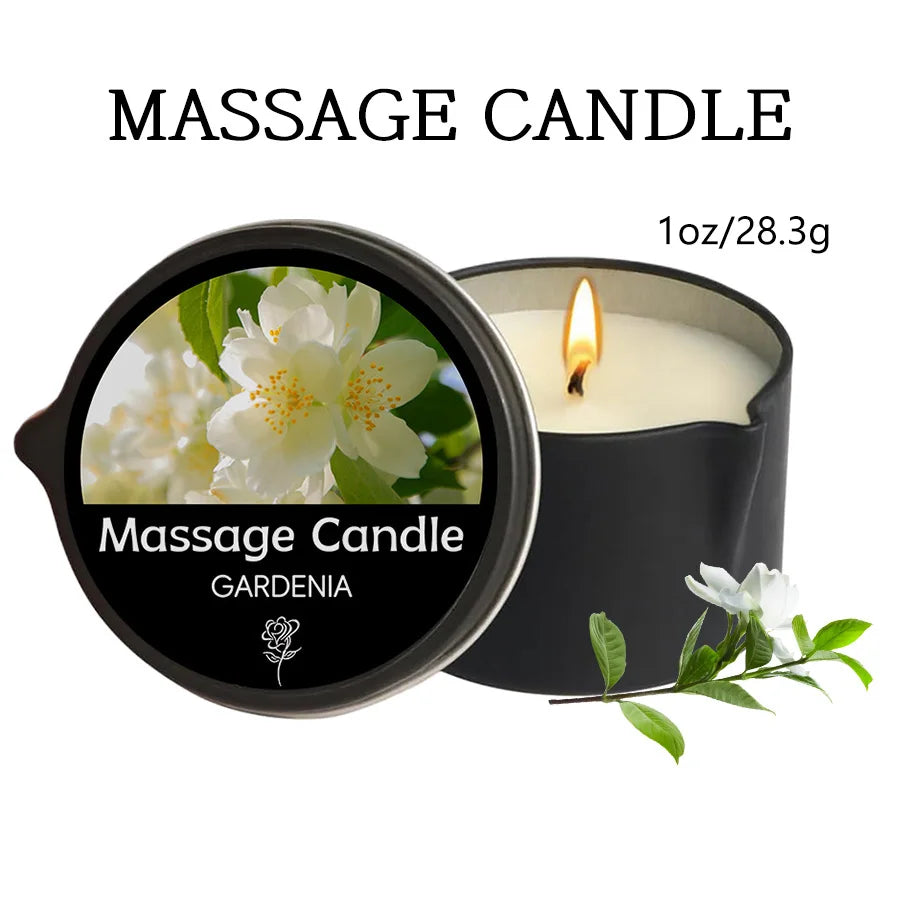 Massage Candle -Essential Oil- Six Different Scents , 1oz/2oz Melts Into Warm Massage Oil - Sensual Massage Candle, Pour Spout