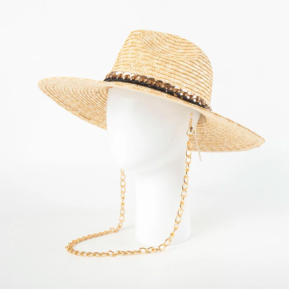 New Belt Strap Straw Sun Hat for Women Fashion Vacation Beach UV Hats WideBrim Panama Hats Outdoor Wholesale