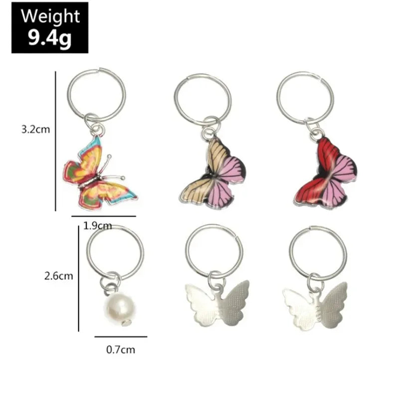5pcs/Bag Hair Braid Bead Butterfly Dreadlock Beads Ring Braiding Hair Sparkly Hair Styling Tool Bohemian Braid Hairs Accessories
