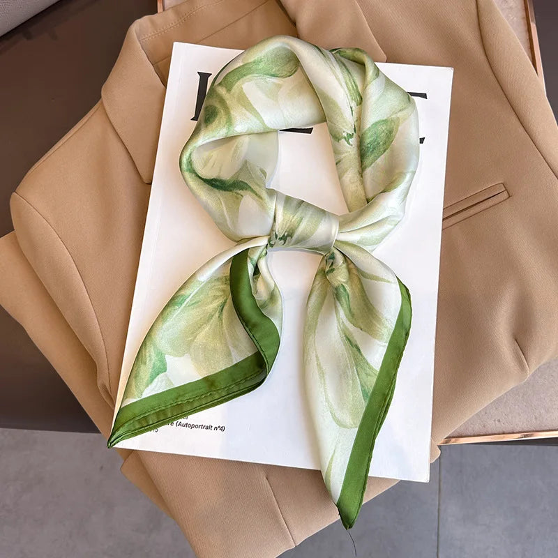 Fashion Scarves for Women Shawl Print Silk Satin Hijab Scarf Female Bandana 70*70cm Luxury Brand Square Shawls Scarfs for Ladies