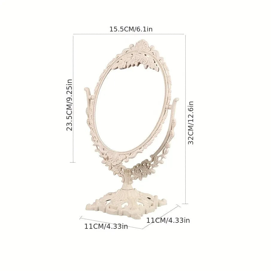 Vintage Makeup Mirror European Desktop Makeup Mirror Double Sided Minimalist Makeup Mirror - My Store
