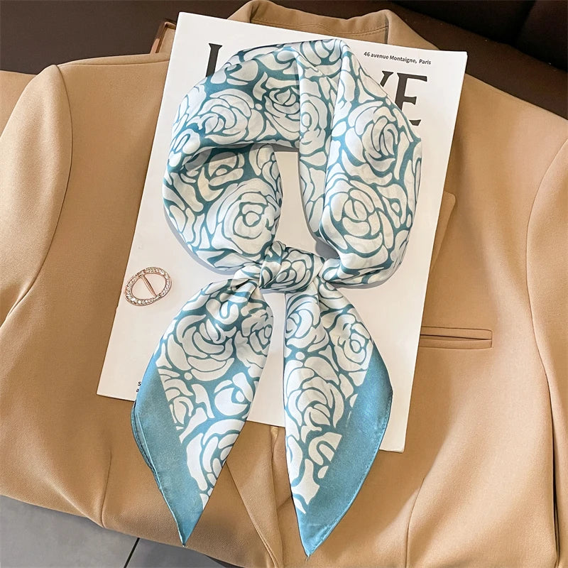 Fashion Scarves for Women Shawl Print Silk Satin Hijab Scarf Female Bandana 70*70cm Luxury Brand Square Shawls Scarfs for Ladies