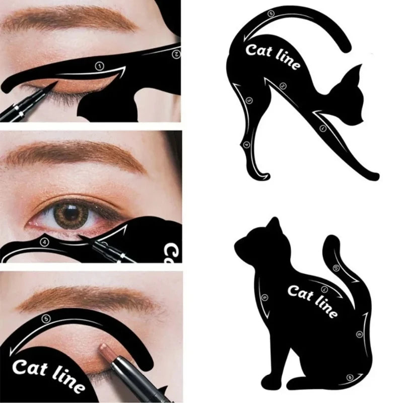 2pcs Eyeliner Stencils Cat Line Eyeliner Stamps Models Eyeliner Template Shaper Eye Liner Makeup Tool Makeup Products Косметика - My Store