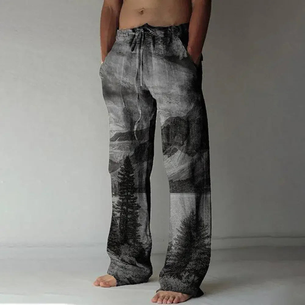 Stars and Stripes Straight Full Length Wide Leg Pants Printed Hipster Fashion Trousers Streetwear Jogger Sweatpants Men Clothing