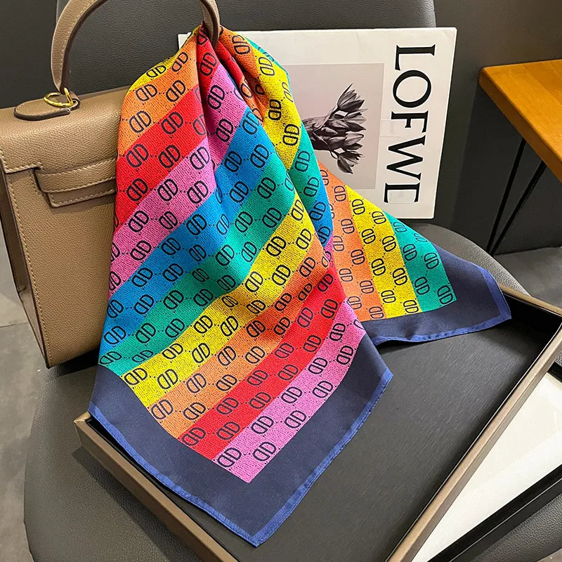 Fashion Scarves for Women Shawl Print Silk Satin Hijab Scarf Female Bandana 70*70cm Luxury Brand Square Shawls Scarfs for Ladies