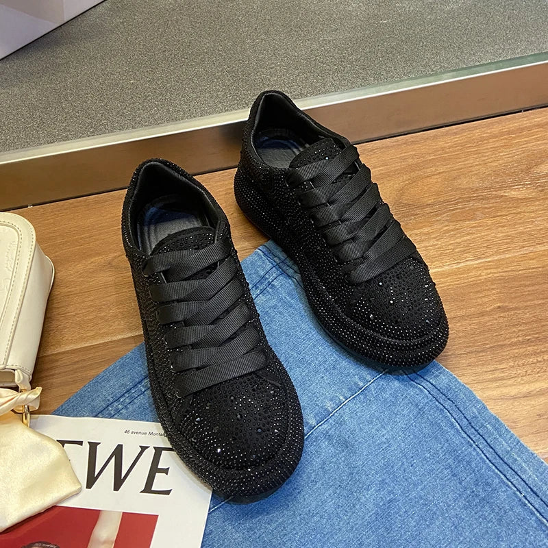NEW Women Sneakers With Sparkles Shoes  Luxury Platform Sport   Trainers Rhinestone Fashion Casual Sneaker