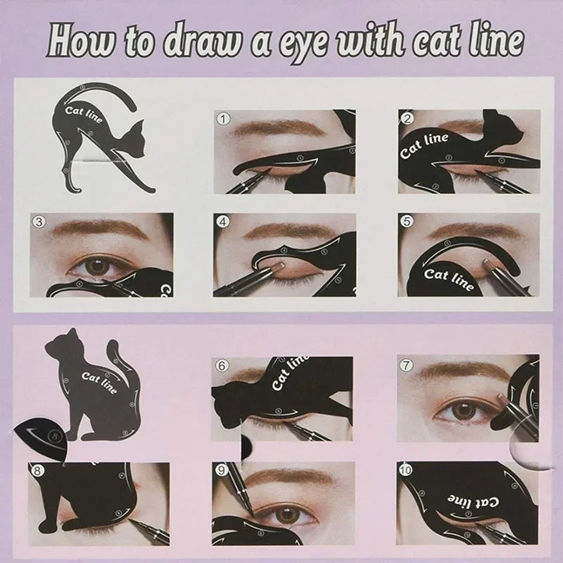 2pcs Eyeliner Stencils Cat Line Eyeliner Stamps Models Eyeliner Template Shaper Eye Liner Makeup Tool Makeup Products Косметика - My Store