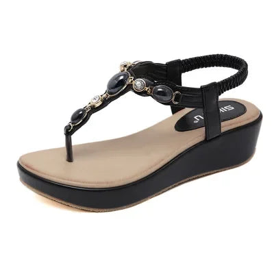 CEYANEAO  Women Sandals Bohemia Diamond Wedges Gladiator Beach Sandal Flip Flops Summer Student Shoes Sandals Women YDT533