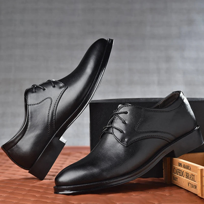 Men's Shoes Black Leather Formal Shoes for Men Oxfords Male Wedding Party Office Business Shoe Man Zapatos De Hombre Plus Size