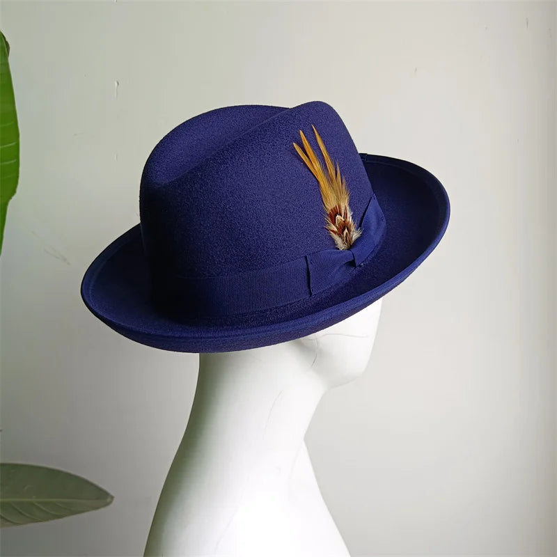 Hats Fedoras  Wide Brim Hat Panama Felt Hat for Male Jazz Hat Church Top Cap British Women Fedoras Hats for Men шляпа женская