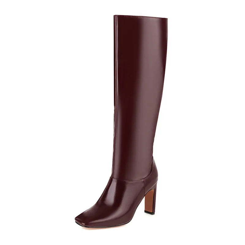 Knee High Boots Women High Heel Long Knight Boot Autumn Winter Shoes Square Toe Fashion Sexy Chelsea Boots for Women Big Size 48