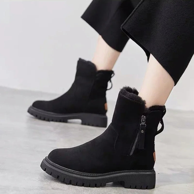 Winter Shoes Women Plush Boots Casual Fashion Warm Shoes Comfort Cotton Boots Platform Thigh High Boot Ladies Wedge Ankle Boots