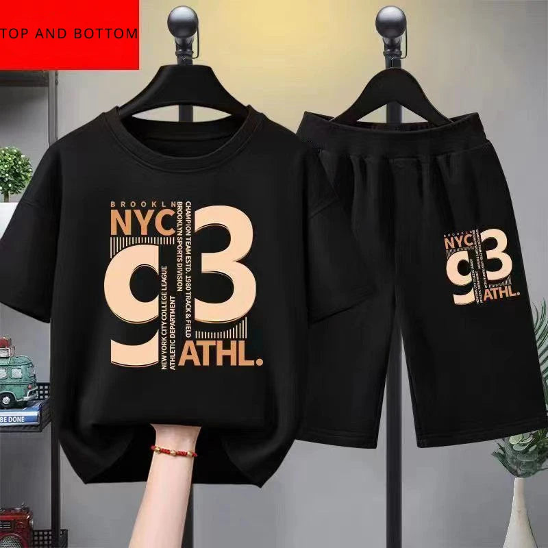 Summer Baby Boy Clothes Set Children Girls Letter Printed T-Shirts and Shorts 2 Pieces Suit Kid Casual Top Bottom Tracksuits