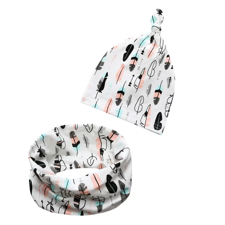 Winter Spring Cotton Baby Hat Scarf Infant Hat Set Duvet Fabric Beanie Hats for Kids Baby Girl Hat Baby Boy Hat Plush Warm Hat