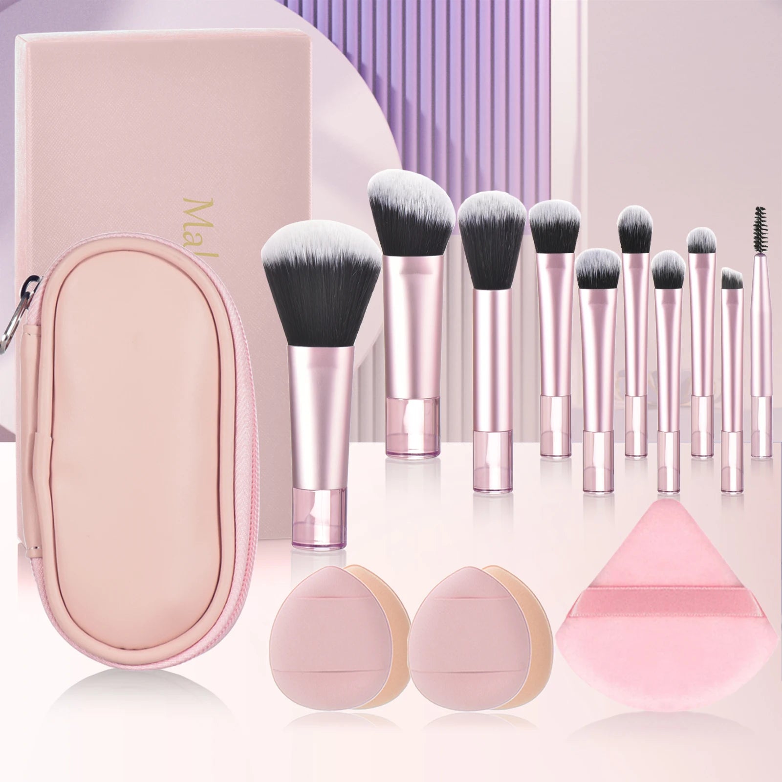 10 Color Mini Makeup Brush Travel Portable Makeup Tool Makeup Puff - Palm Brush Professional Makeup Tool Set Christmas Gift - My Store